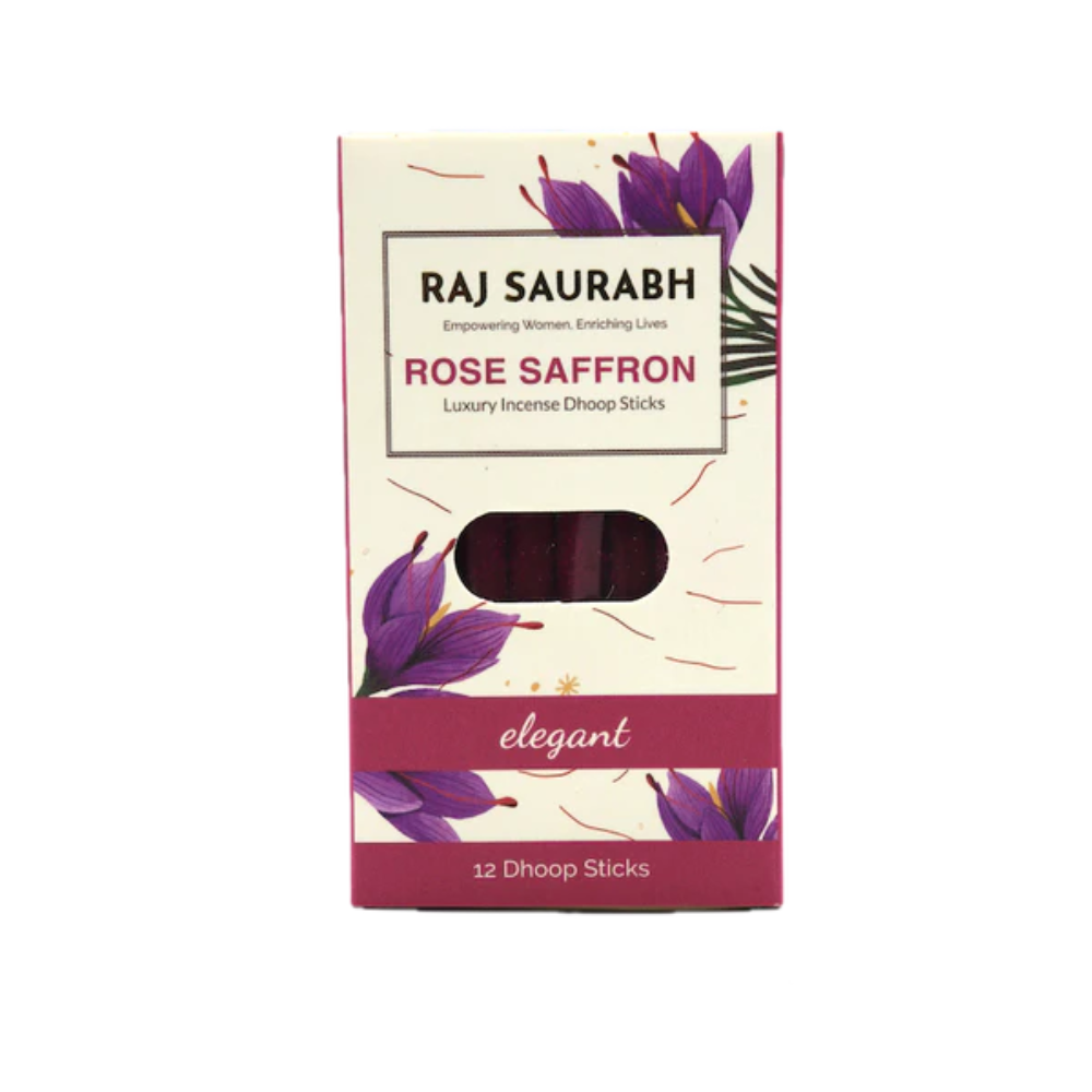 Raj Saurabh Rose Saffron Dhoop Sticks (Charcoal Free)